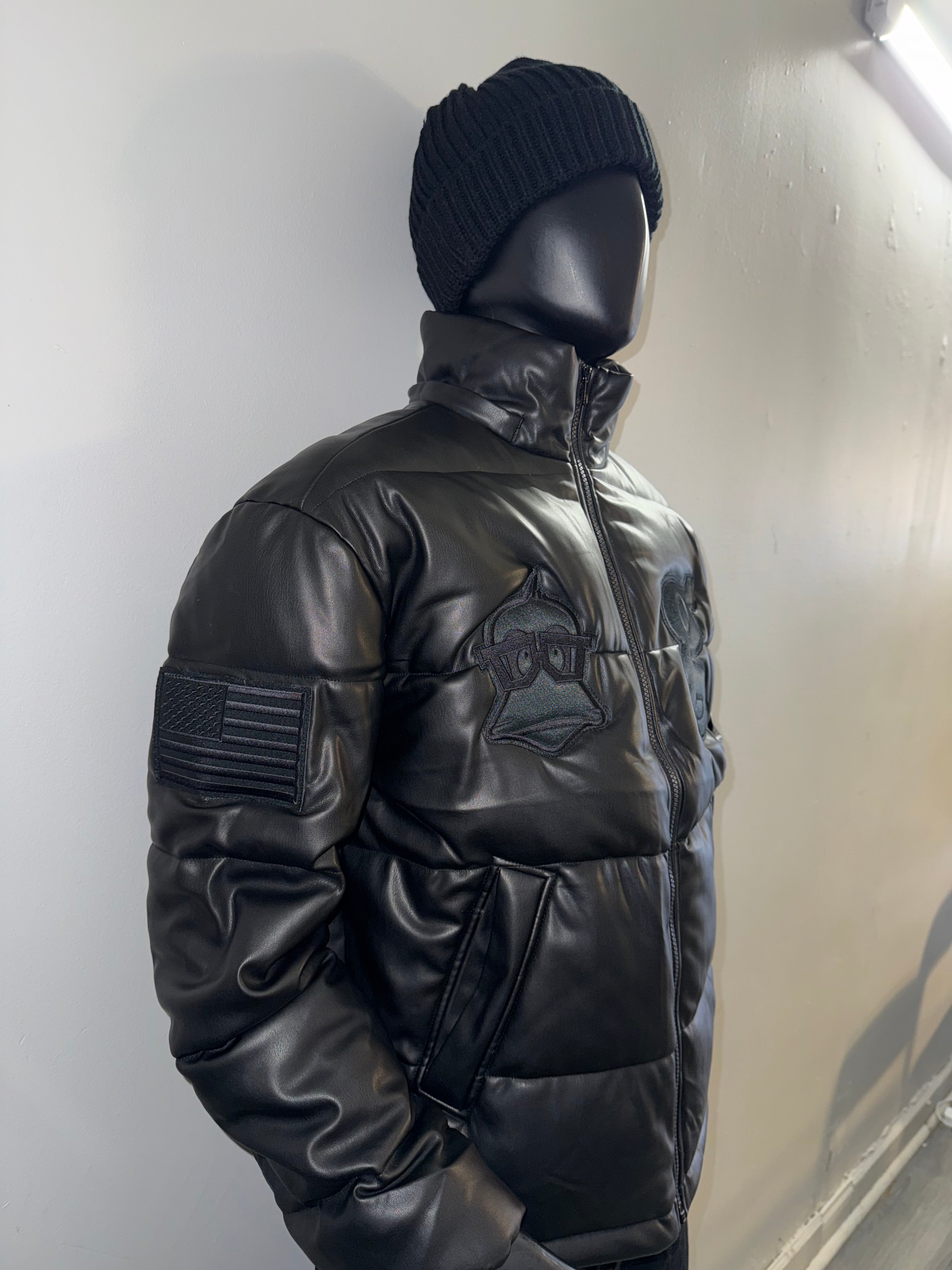 Fashion Geek vegan leather Bomber jacket